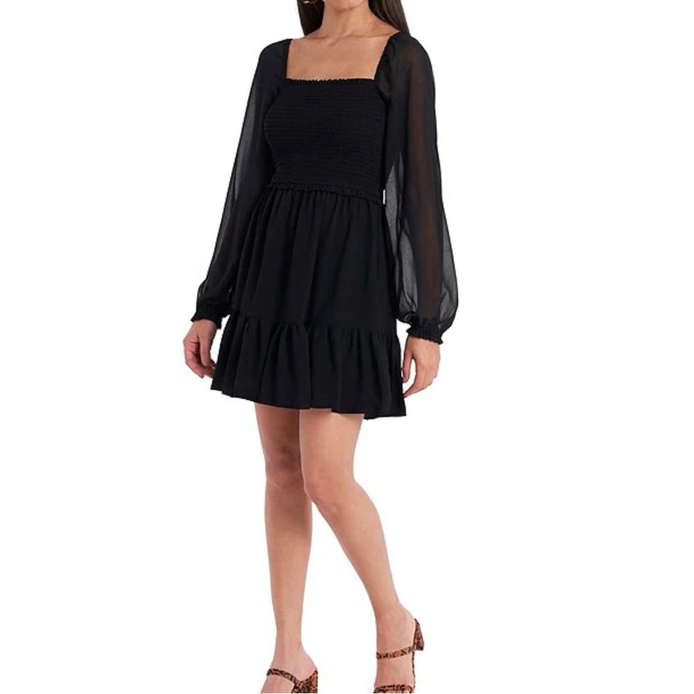 1.STATE Womens Ruffled Wrap Blue Dress Medium